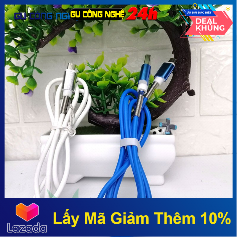 Dây cáp sạc 2 đầu lò xo chống đứt cho androi -dc3382