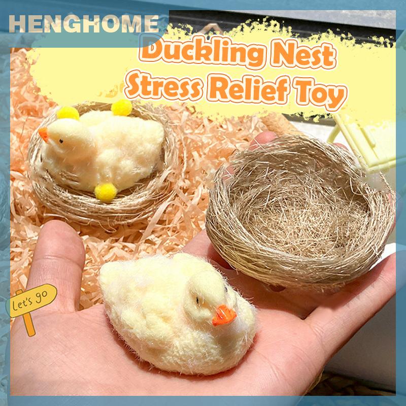 HENGHOME 1 Piece Handmade Soft Silicone Cute Duckling And Duck Nest Squeeze Toys Squishy Pinching Stress Toy For Baby Gift