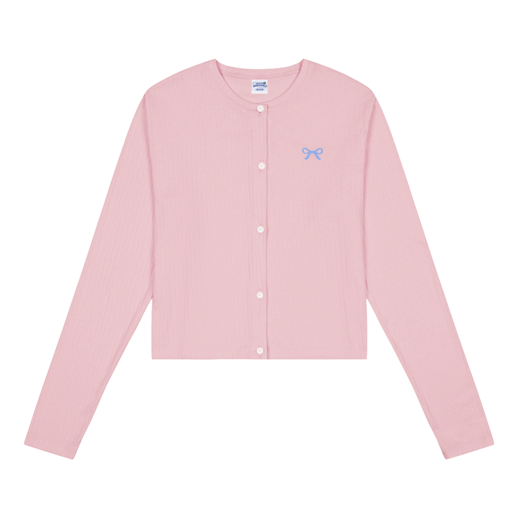Áo khoác cardigan nữ thun cotton Hàn thêu nơ MONÁ - VIVI