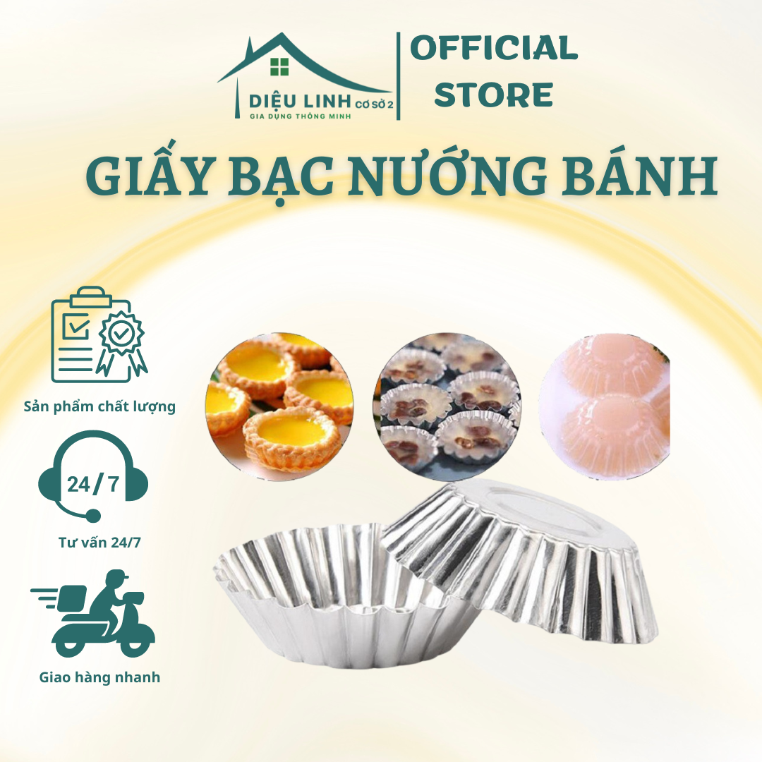 Chén Bạc Nướng Bánh Set 100, Set 50, Đế làm bánh tart trứng hình tròn tiện dụng - Diệu Linh Shop