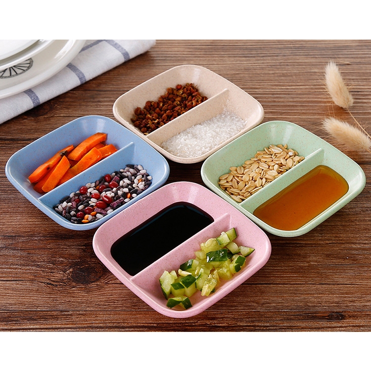 Chén đựng gia vị 2 ngăn chất liệu lúa mạch