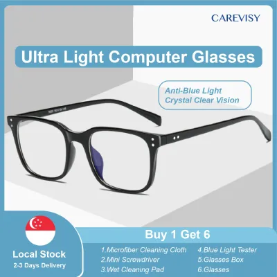 CAREVISY TR90 Anti Blue Light Glasses Computer Glasses Spectacles Anti Radiation Anti Eye Fatigue PC Gaming Eyeglasses for Adults Men Women C6015