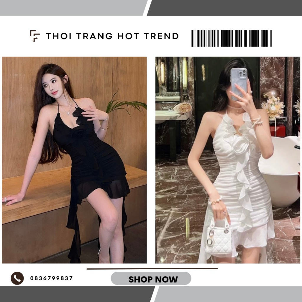 Đầm body đuôi cá phối tà bèo hoa ngực siêu xinh hàng cao cấp