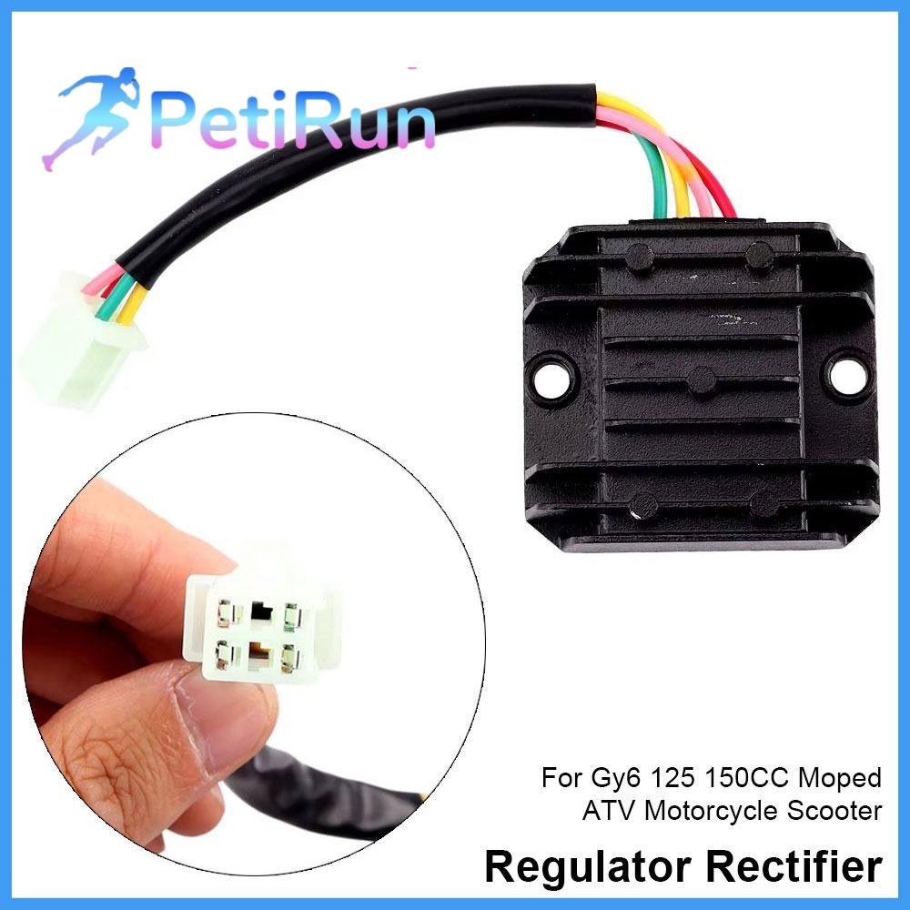 PETIRUN 1Pcs 4 dây Bộ điều chỉnh chỉnh lưu 4 chân Nhôm Bộ điều chỉnh sóng đầy đủ Bền bỉ 12V Phụ kiện xe máy tay ga Dành cho xe máy Gy6 125 150CC và ATV