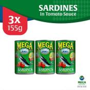 Mega Sardines In Tomato Sauce 155G By 3'S