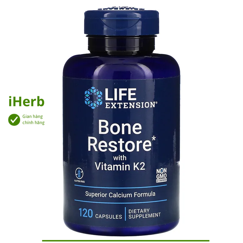 Viên uống Bone Restore with Vitamin K2 hộp 120 viên của Life Extension - iHerb Việt Nam