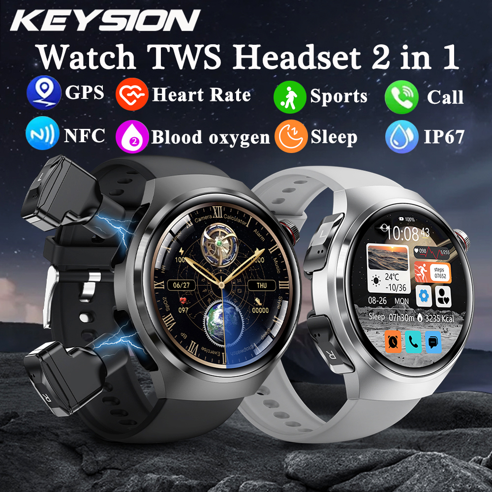 2025 Smart Watch 2 in 1 With Earphone Smartwatch Bluetooth Call Men Watch NFC GPS Track Heart Rate Monitor Play Music SmartWatch ราคา 1,499 บาท*ส่งฟรี