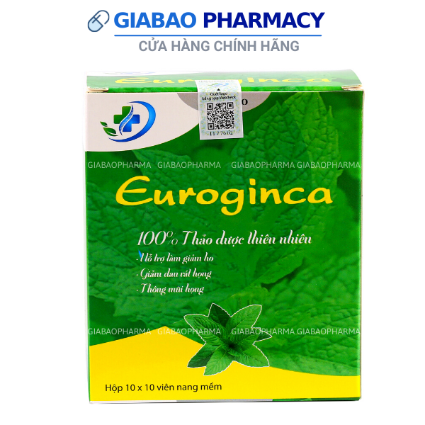 Viên Uống Euroginca giảm ho, thông mũi họng, giảm đau rát họng Hộp 100 viên