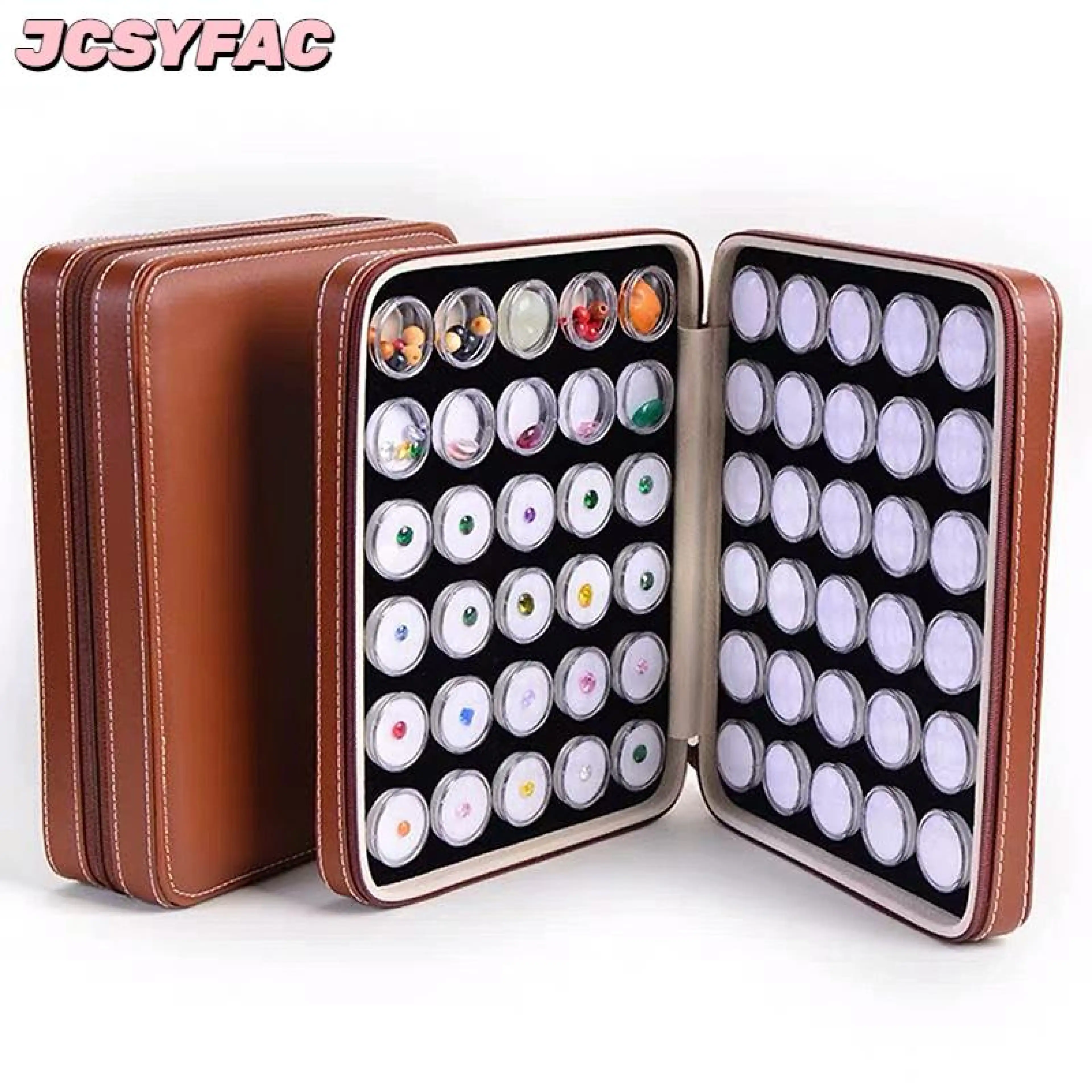JCSYFAC กล่องเก็บเครื่องประดับหนัง PU สำหรับอัญมณีและลูกปัด - รูปที่ 1