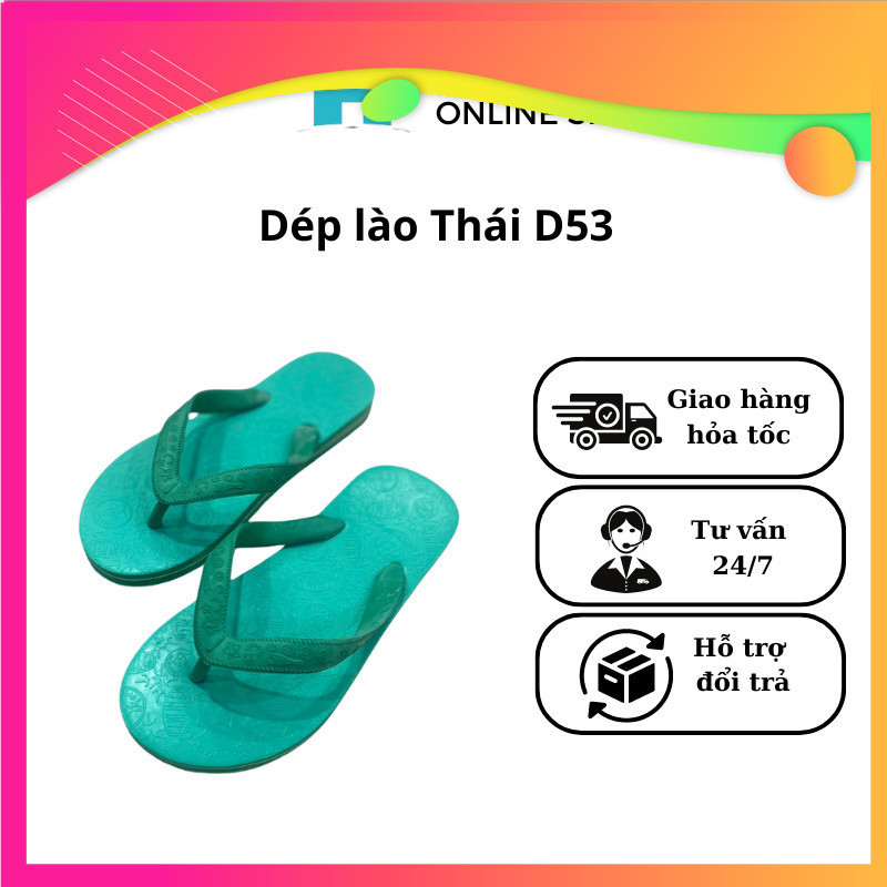 Dép lào Thái chính hãng chống trơn chất cao su siêu bền size 37-41 màu đen,lá,nâu,đỏ, dương D53