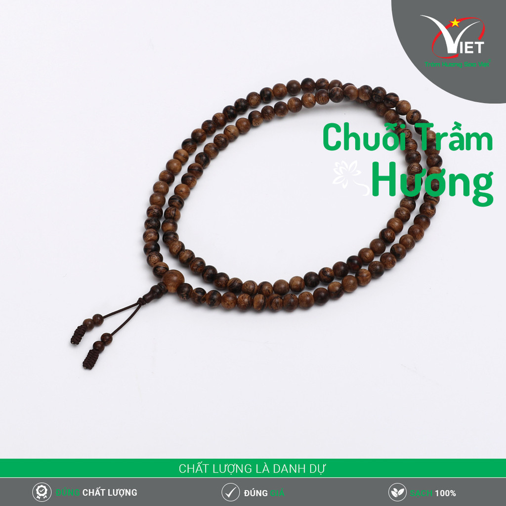 Chuỗi Trầm Hương Thiên Nhiên - Trầm Chìm - 108 Hạt Giá 36,000,000 Đồng*Miễn phí vận chuyển