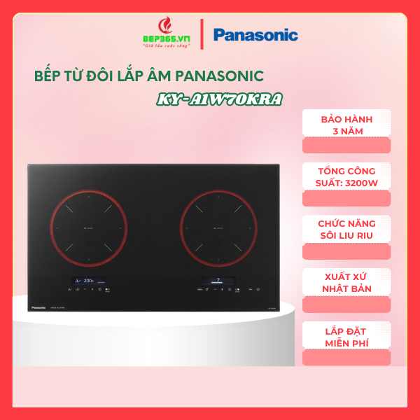 Bếp từ đôi lắp âm Panasonic KY-A1W70KRA, Xuất xứ Nhật Bản, công suất 3200W - BST