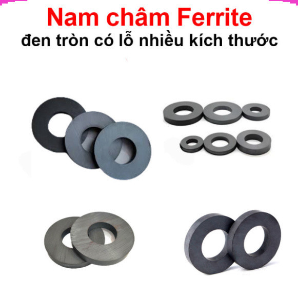 Nam châm Ferrite đen tròn có lỗ nhiều kích thước