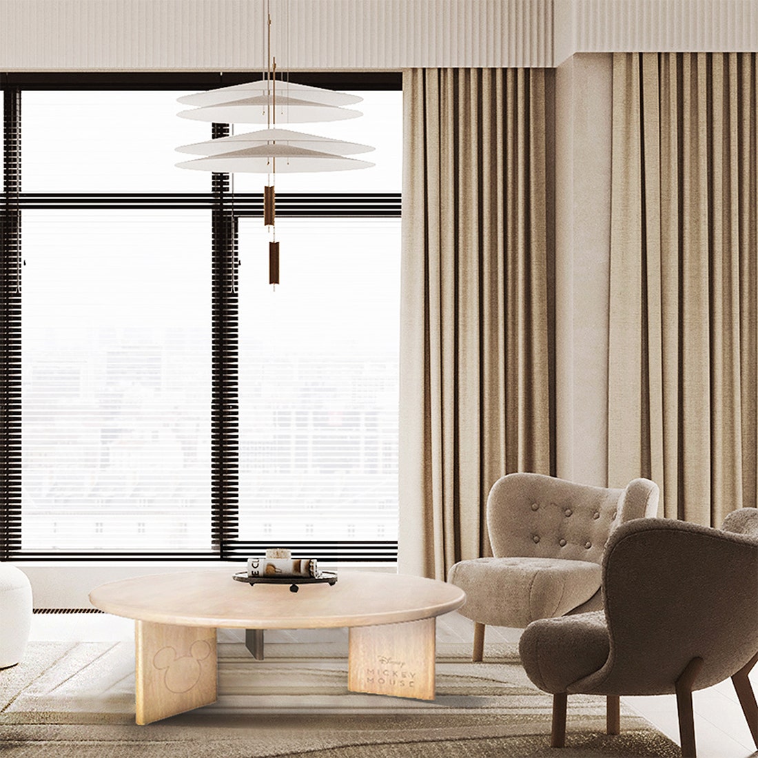 Disney Home โต๊ะกลางไม้ล้วน DISNEY รุ่น MICKEY-HOME สีไม้อ่อน (90 x 90 x 30 ซม.) ราคา 5,490 บาท*ส่งฟรี