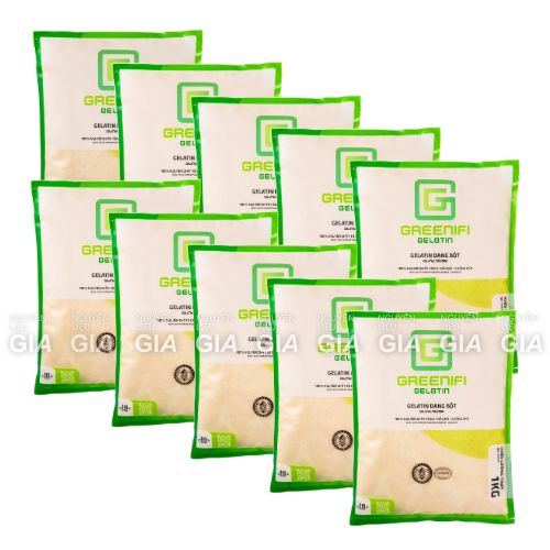 [COMBO 10 BỊCH] Bột gelatin Greenifi gói 1kg (Bloom 250)