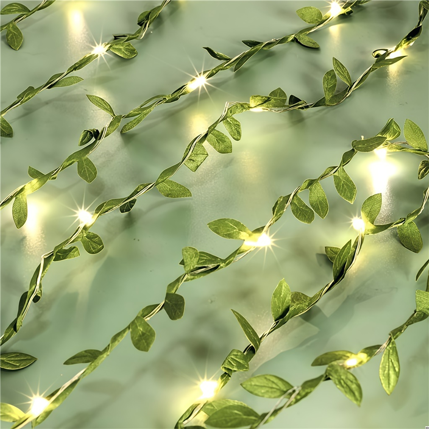 ✈➹♔Green Leaf String Light Ivy Leaf Fairy Lights for Bedroom Party Festival Wedding Birthday Christmas Valentines Day Decor♔✈