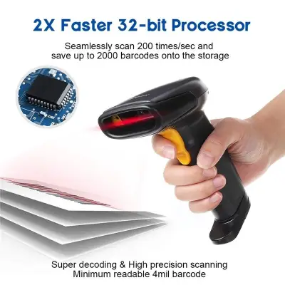 Handheld Wired Barcode Scanner Reader 1D Bar Code USB Cable Windows Mac