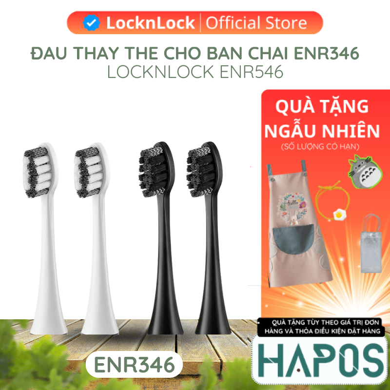 Bộ 4 đầu bàn chải điện thay thế LocknLock electric toothbrush heads màu trắng ENR546WHT - HAPOS