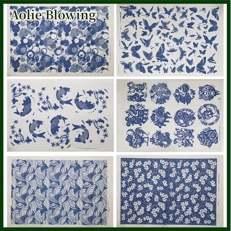 Aolie Gốm sứ đất sét chuyển giấy men underglaze Hoa Giấy Màu Xanh