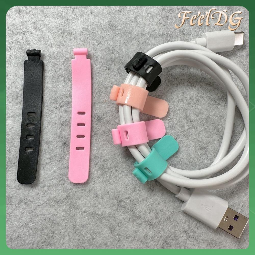 FEELDG 6 màu Thiết bị lưu trữ cáp dữ liệu 4 lỗ TPR Tông đơ ren cao su  Cuộn chỉ