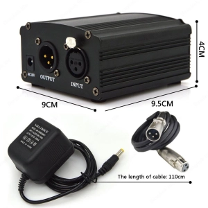 สินค้า แหล่งจ่ายไฟ 48V Phantom Power + สายสัญญาณ Cable For Condenser Microphone ไมค์อัดเสียง ไมค์โครโฟน