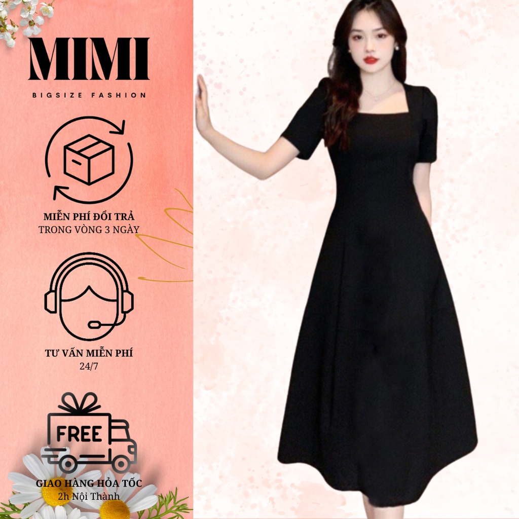 Mimi bigsize đầm cổ vuông dáng xòe-bs108