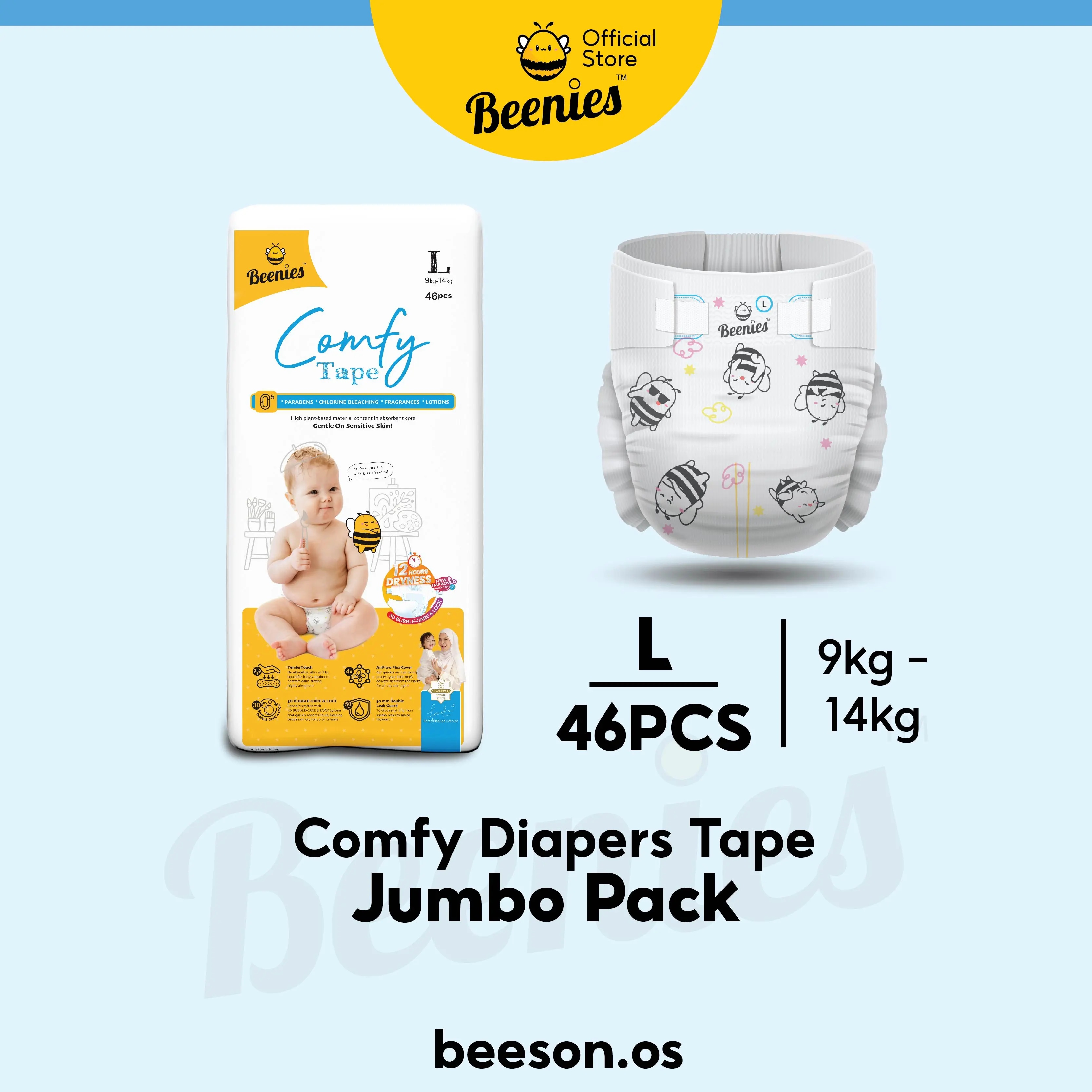 Beenies Comfy Tape JUMBO Pack Lampin Bayi Jenis Tape / Baby Diapers Tape NB-XL 1 Pack Single Pack