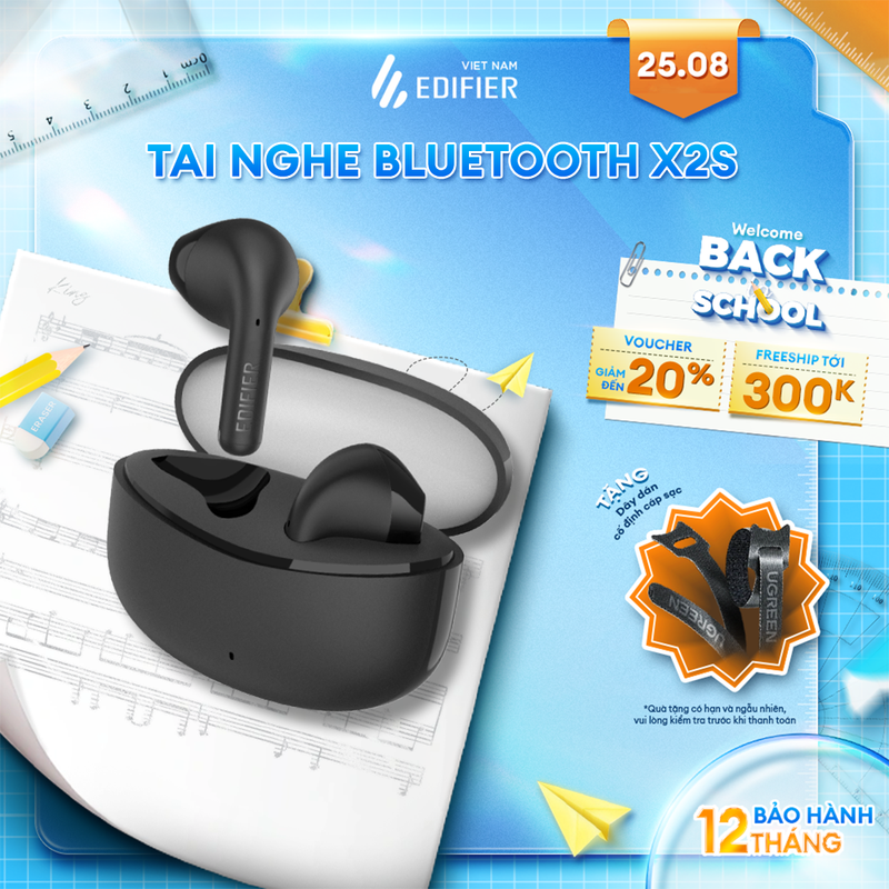 Tai nghe Bluetooth EDIFIER X2S | Thời lượng pin 28 giờ | Chống nước IP54 | Chống ồn chơi game | Bảo Hành 12 Tháng