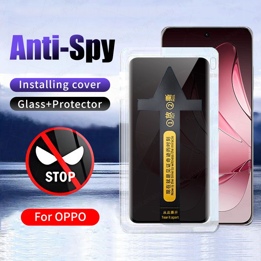 Một cú nhấp chuột dễ dàng cài đặt kính cường lực chống nhìn trộm cho Oppo RENO 14 5g 14F F f 13 13F 14 Pro 12 12f chống nhìn trộm miếng phim bảo vệ màn hình