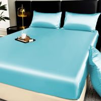 Dansunreve Ice Silk Bedsheet Cooling Washed Satin Sheets Bed Sheet Pillowcase Fully Garterized Fitted Sheet Single Queen King
