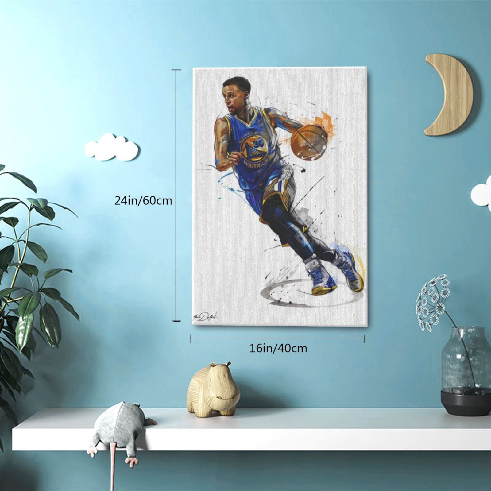 Ruiyan Stephen Curry Poster for Walls, Basketball Superstar Sports Canvas Wall Art Print, Inspirational Man Cave Boys Room Office Decor, Gifts Fans, 1