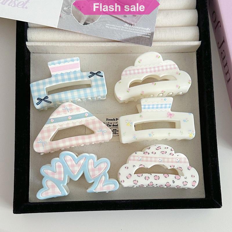 SHENHAO2🎀 Dễ Thương Phim Hoạt Hình Tính Khí Tóc Clip Cho Phụ Nữ Cô Gái Thời Trang Kawaii Phụ Kiện Tóc Hoa Ngọt Ngào Bow In Cá Mập Clip Quà Tặng