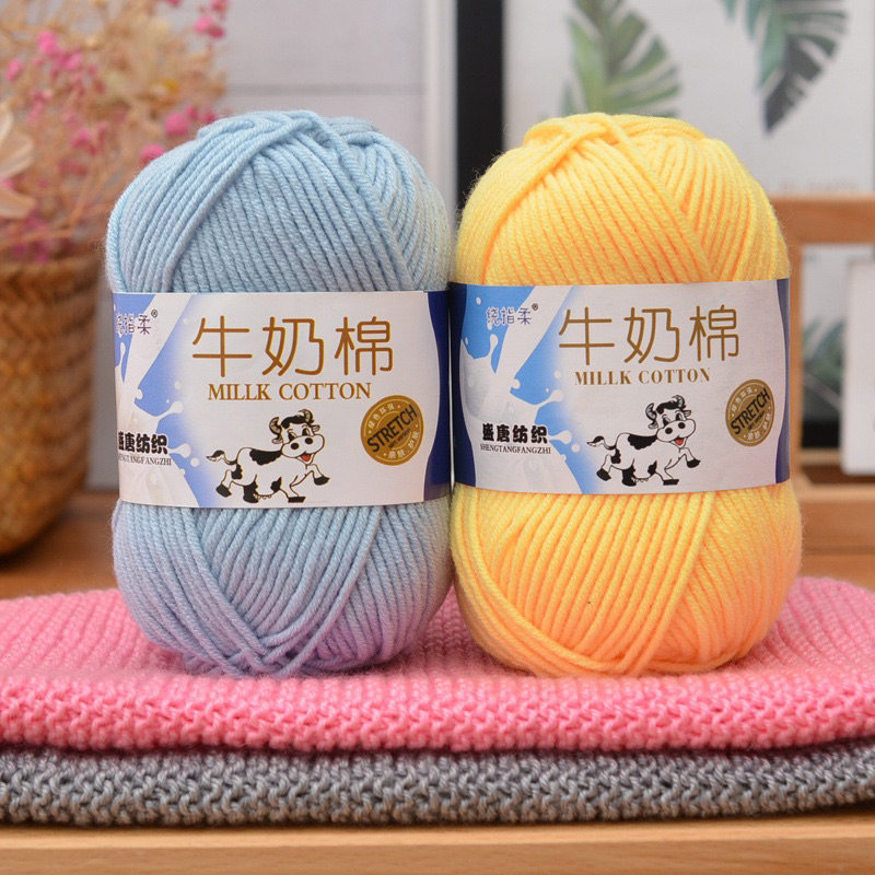 Len Milk Bò 50gr mềm mịn - Cuộn len milk bò 50gram đan móc thú len, áo len, nón len đẹp Lazada