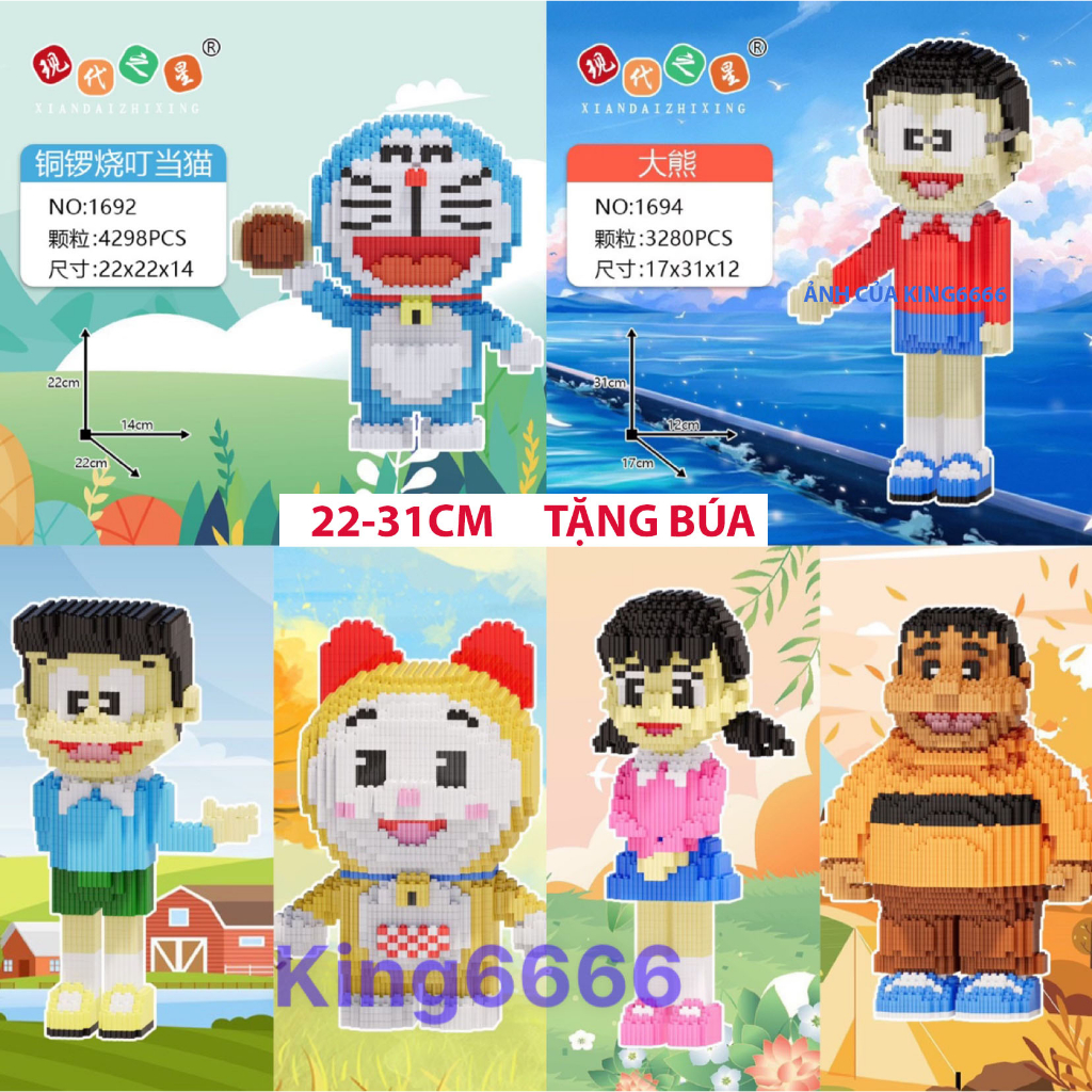 xếp hình doremon nobita xeko chaien doremi đồ chơi trẻ em cỡ lớn  nanoblock Đồ chơi lắp ráp cho bé