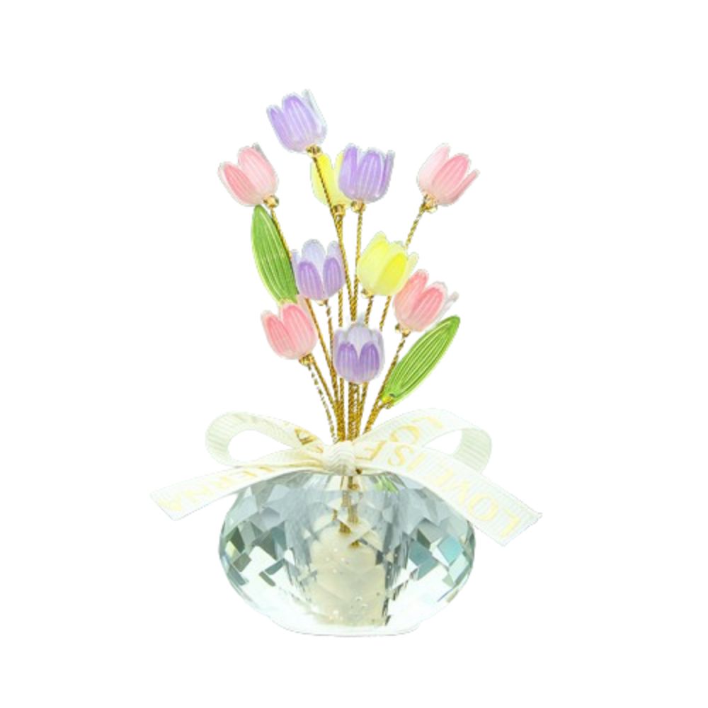CUFF Creative Mini Crystal Glass Flowers Lotus Shaped Colorful Crystal Flower Decoration Wedding Realistic Auto Interior Decoration Home Decoration