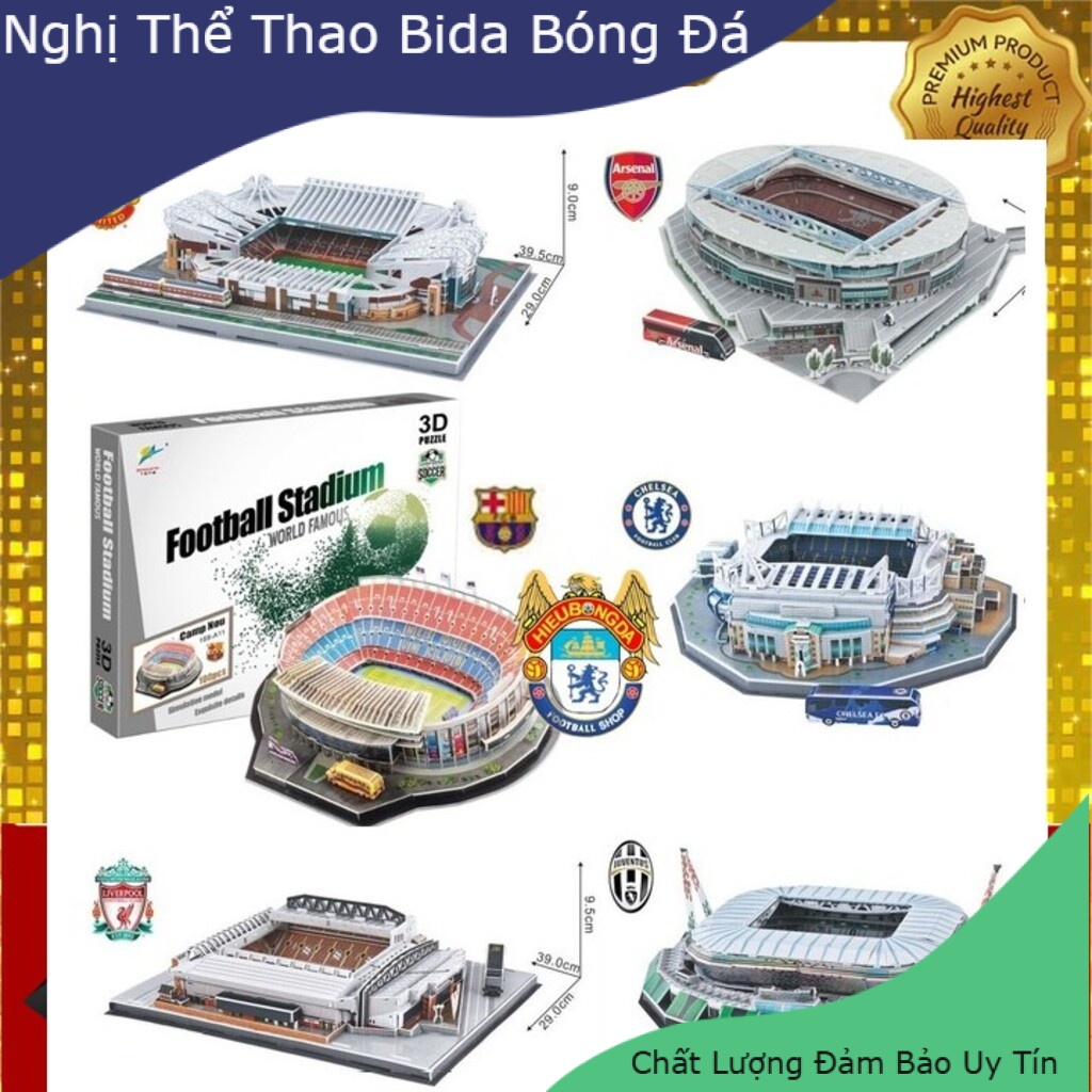 Mô hình sân vận động bóng đá Old Trafford,Nou Camp,Milan,Real,MU,Etihad,Barca,Anfield,Chesea,Arsenal đồ chơi lắp ráp 3D - Nghị Thể Thao Bóng Đá Bida