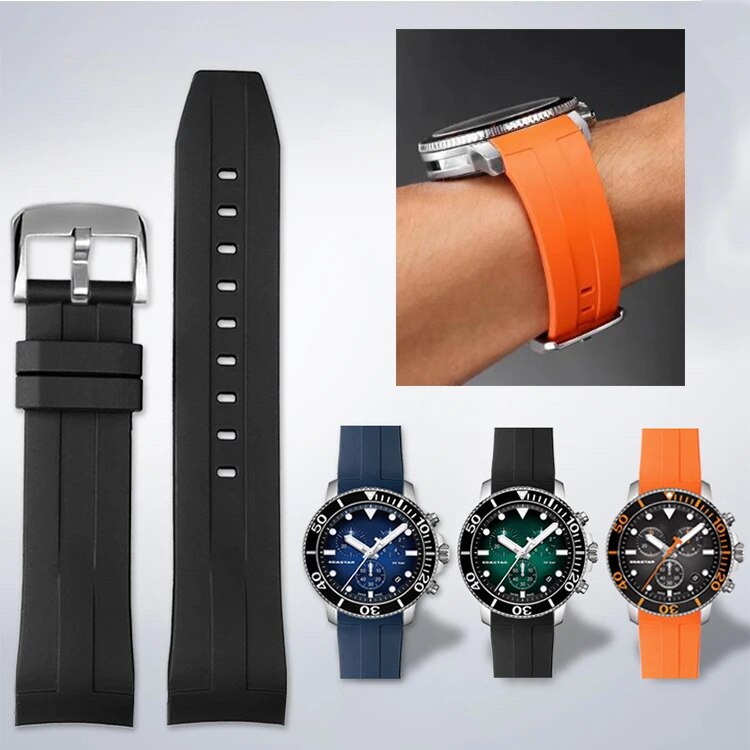  Dây đeo cao su silicon cho TISSOT 1853 Sao Biển Lặn T120 t120417a Dây đồng hồ 22mm Đầu cong thể thao cho nam Vòng đeo tay không thấm nước phụ kiện 