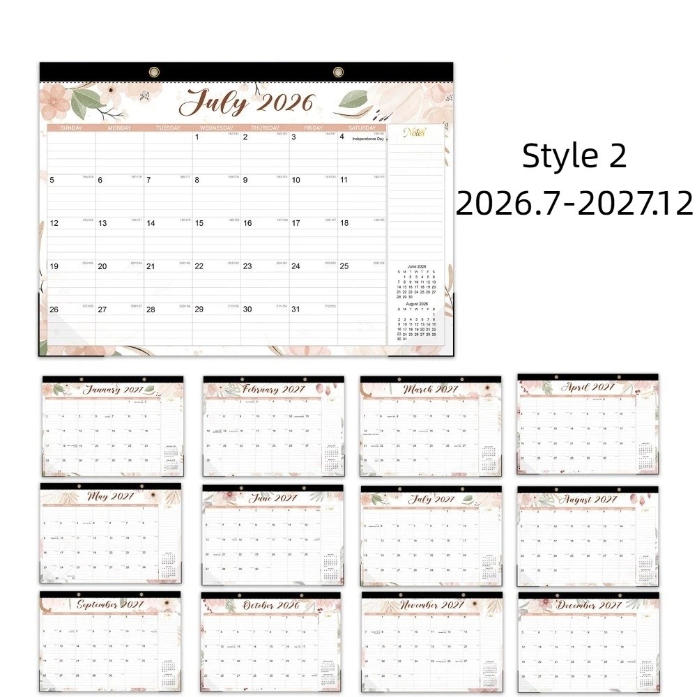 MESSUE Creative Wall Calendar with Hanging Hole 2027 Floral Wall Calendar Daily Schedule To Do List English Calendar Home Decoration