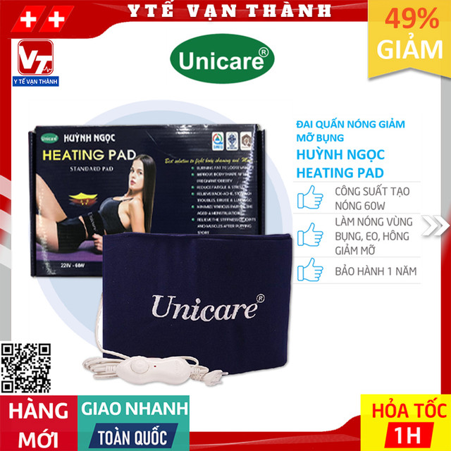 ✅ Đai Quấn Nóng (Chườm Điện) Giảm Mỡ Bụng Heating Pad Unicare / Huỳnh Ngọc -VT0079 - Y Tế Vạn Thành