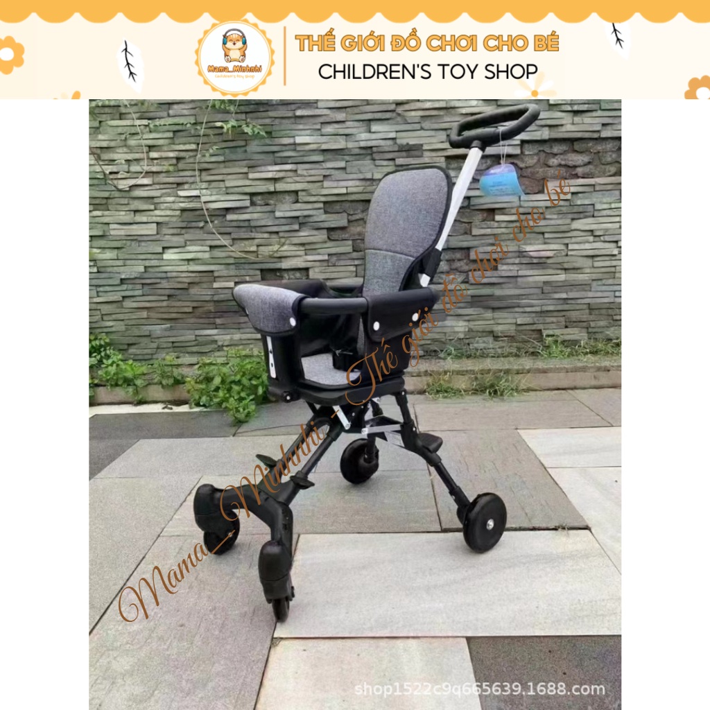 Xe đẩy cho bé Xe đẩy gấp gọn xoay 2 chiều có đệm và mái đủ phụ kiện đi chơi đi du lịch TOYSKINGDOM