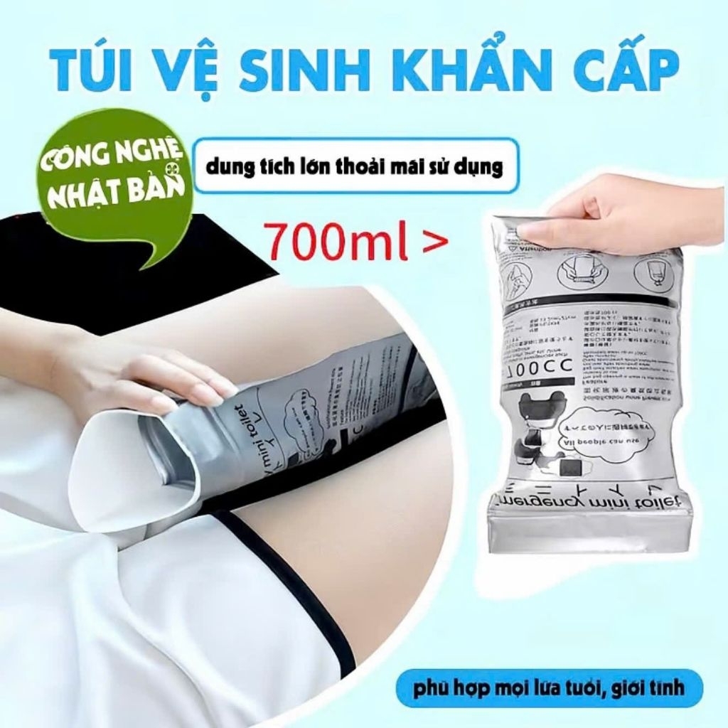 Set 5 Túi Tiểu Nôn Ói Khẩn Cấp Chống Tràn 700ml Siêu Tiện Lợi – Du Lịch, Ô Tô, Phụ Nữ, Trẻ Em, Người Già