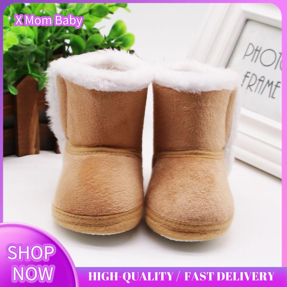 X MOM BABY Slip On Baby Girls Boys Down Shoes Anti Skid Bottom Plush Fur