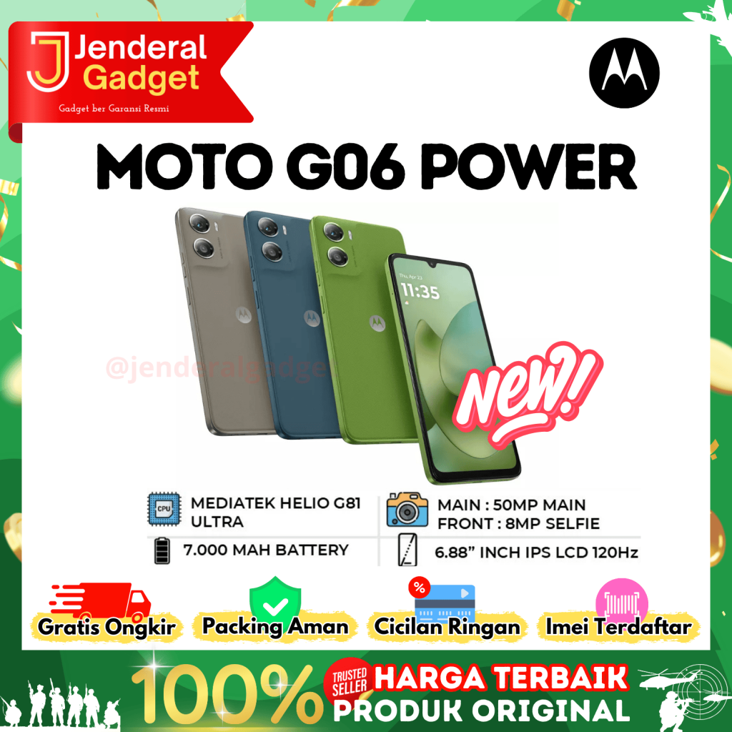 Motorola G06 Power 4/128GB Garansi Resmi Harga  1,699,000 Ringgit*Penghantaran Percuma