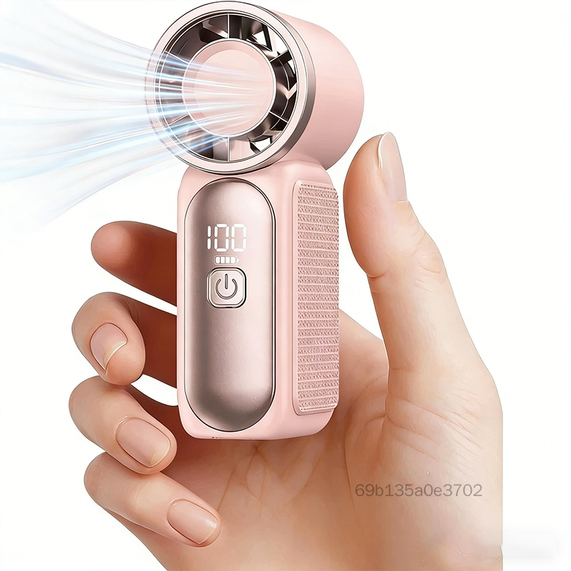พัดลมมือถือชาร์จ USB ความเร็วเทอร์โบจอ LED