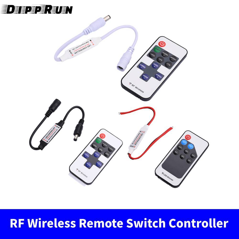 Dipprun DC5V 12V 24V thiết bị chỉnh độ sáng RF điều khiển cho đèn LED dải dimmer điều khiển độ sáng & hiệu ứng RF điều khiển từ xa không dây LED dimmer