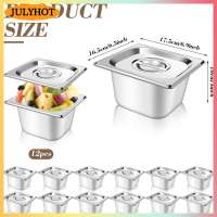 JULYHOT 12 Set 1 6 Size Stainless Steel Hotel Pans With Lids 4  Deep Steam Table Pan Food Pan Lid With Handled Catering Food Storage Met
