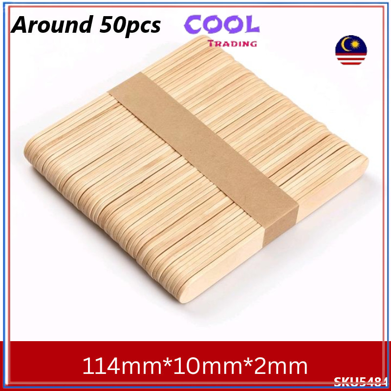 Disposable Wooden Ice Cream Sticks 50pcs Popsicle Crafting Materials Food-Grade Natural Wood Stirring Sticks 30304