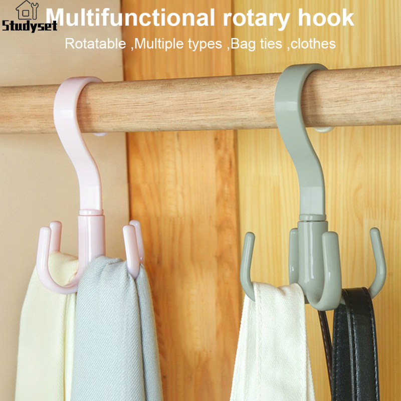 Studyset IN stock 4-claw Hanger 360 Degree Rotatable Multifunctional Kitchen Storage Hook For Hanging Bag Scarf Belt Clothes ราคา 15 บาท*ส่งฟรี