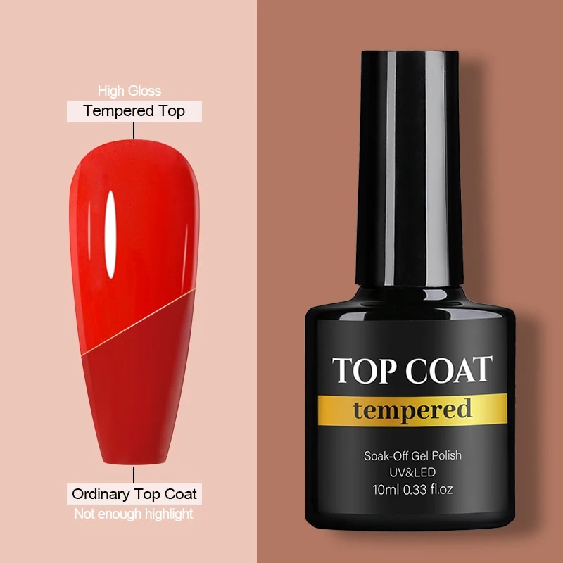 10ml Tempered Gel Top Coat No Wipe Nail Art Design Polish Soak Off Gel UV