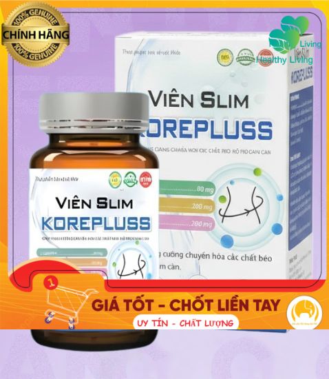 [HÀNG CHÍNH HÃNG] Viên uống hỗ trợ giảm béo Slim Kore Plus 30 Viên Giúp giảm cảm giác thèm ăn, tăng phân giải mỡ thừa GCHT1